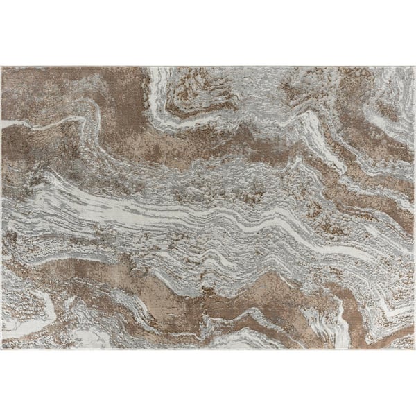 Luxe Weavers Marble Abstract Area Rug, Beige / 6x9