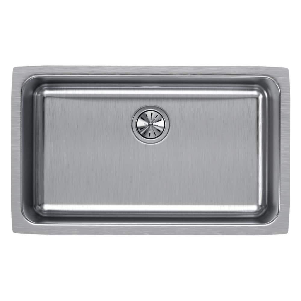 Elkay Lustertone Undermount Stainless Steel 31 in. Single Bowl Kitchen Sink  with 10 in. Bowl ELUH281610 - The Home Depot