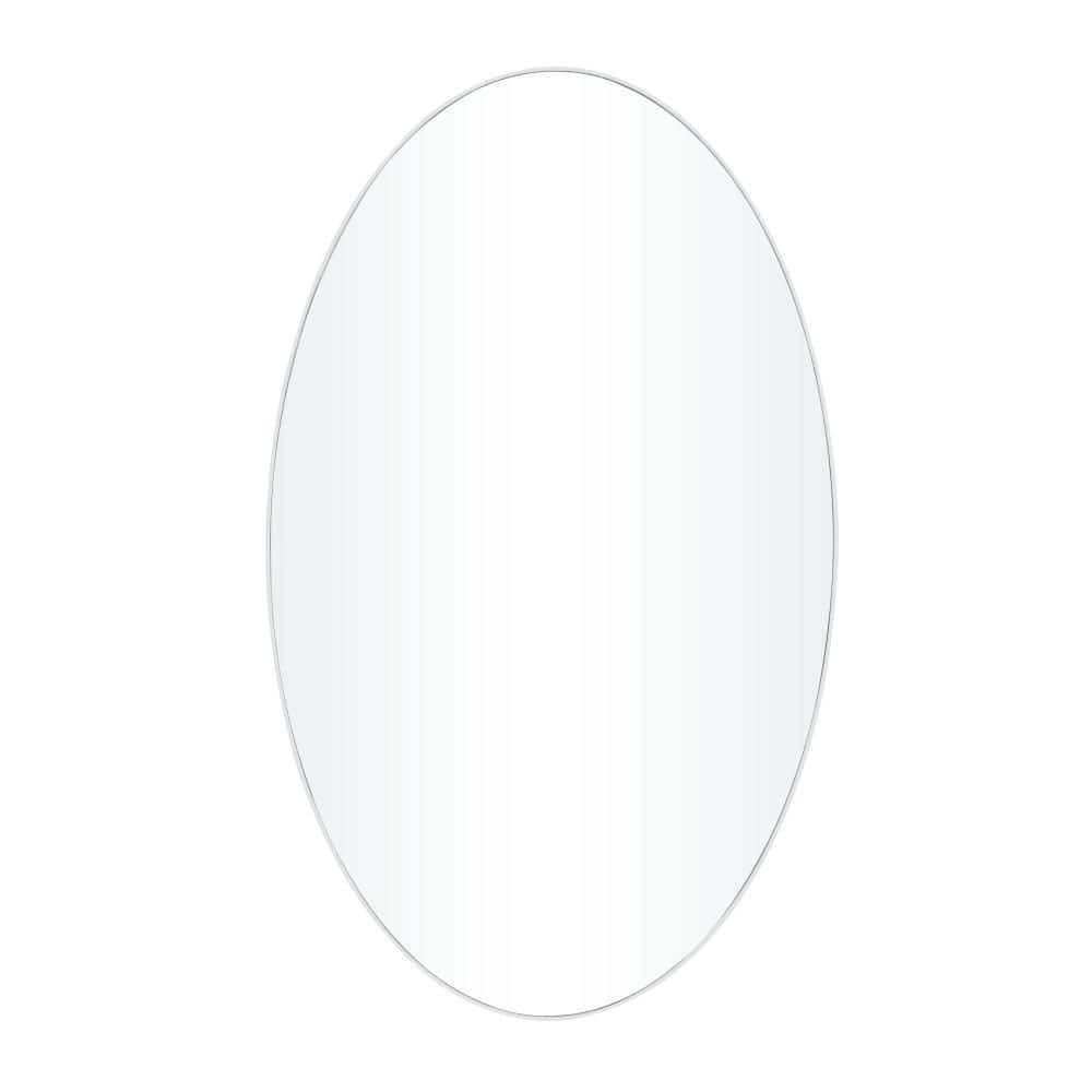 Litton Lane 40 In X 24 In Oval Round Framed White Wall Mirror With