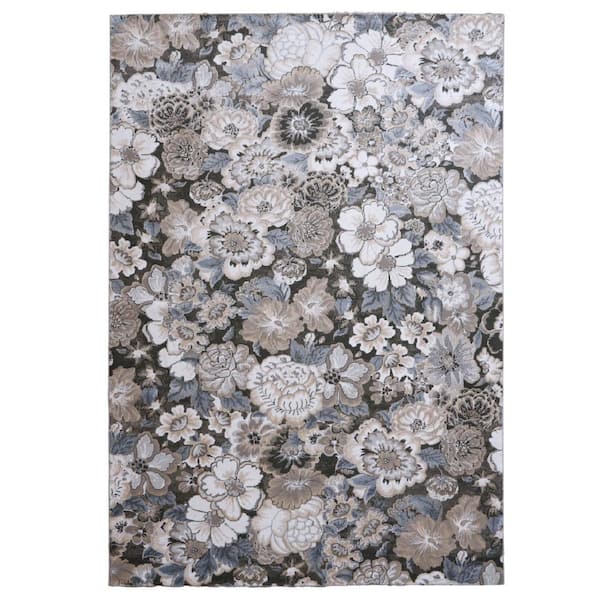 Camden Blue Floral 7 ft. X 10 ft. Polyester Area Rug