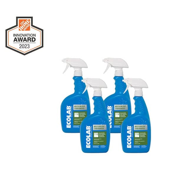 ECOLAB 32 oz. Mold and Mildew Stain Bleach Powered Remover, Scrub Free Formula for Bathroom, Kitchen, Pool, Patio (4-Pack)