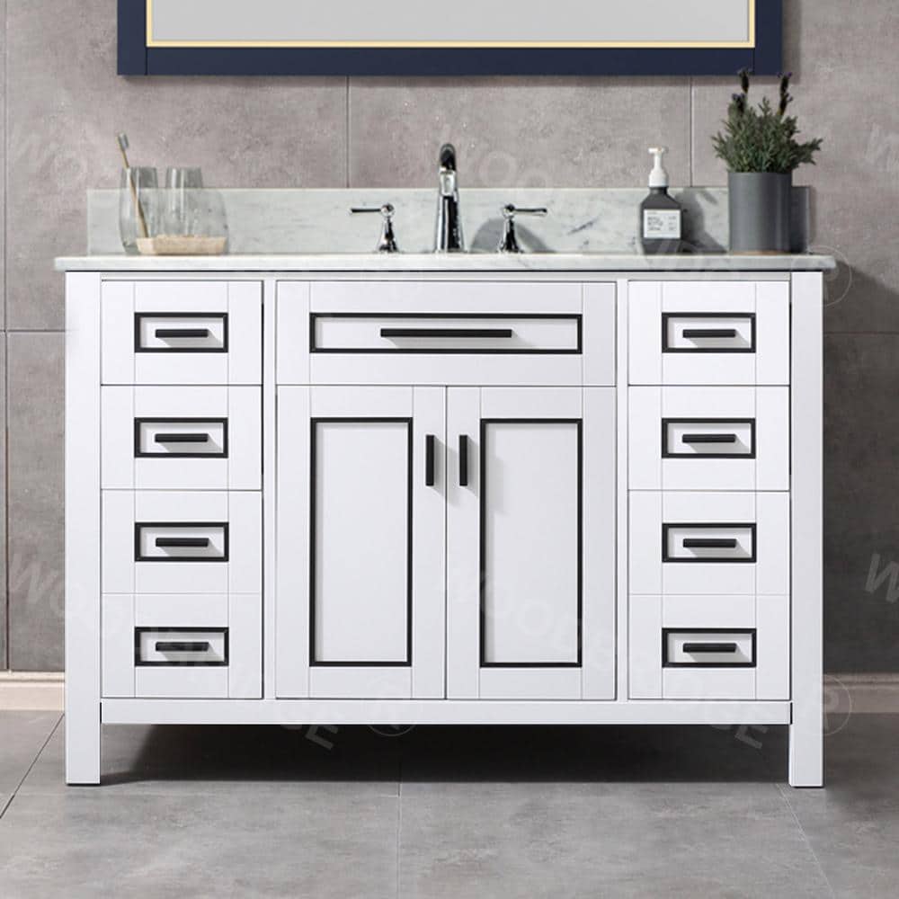 Millan 49 in.W x 22 in.D x 38 in.H Bath Vanity in White with Marble Vanity Top in White with White Sink price history on PriceWatchPro
