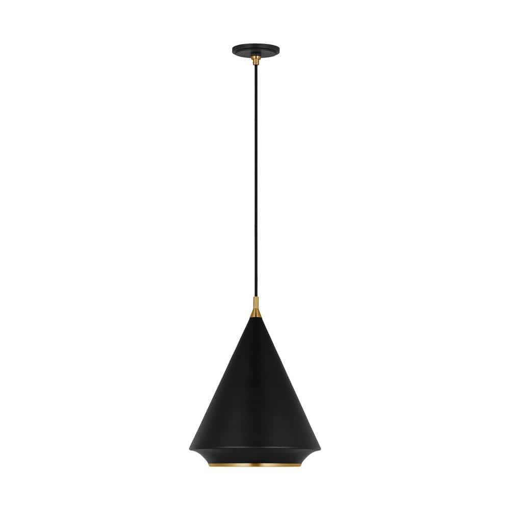 Midnight Black Brass Cone Pendant Light