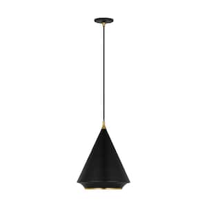 Stanza 14.875 in. W x 19.625 in. H 1-Light Midnight Black Transitional Large Pendant Light with Steel Shade
