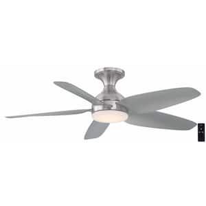 Ceva 44 in. Indoor/Outdoor Brushed Nickel with Silver Blades Ceiling Fan with Adjustable White with Remote Included
