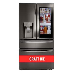 23 cu. ft. 4-Door French Door Refrigerator w/ InstaView, Craft Ice in PrintProof Black Stainless Steel, Counter Depth