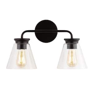 Kondo 17 in. 2-Light Oil Rubbed Bronze Modern Farmhouse Iron LED Vanity Light