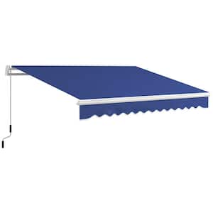 Dark Blue 13 ft. x 8 ft. Patio Awning Sun Shade Shelter with Manual Crank Handle, UV and Water-Resistant Fabric