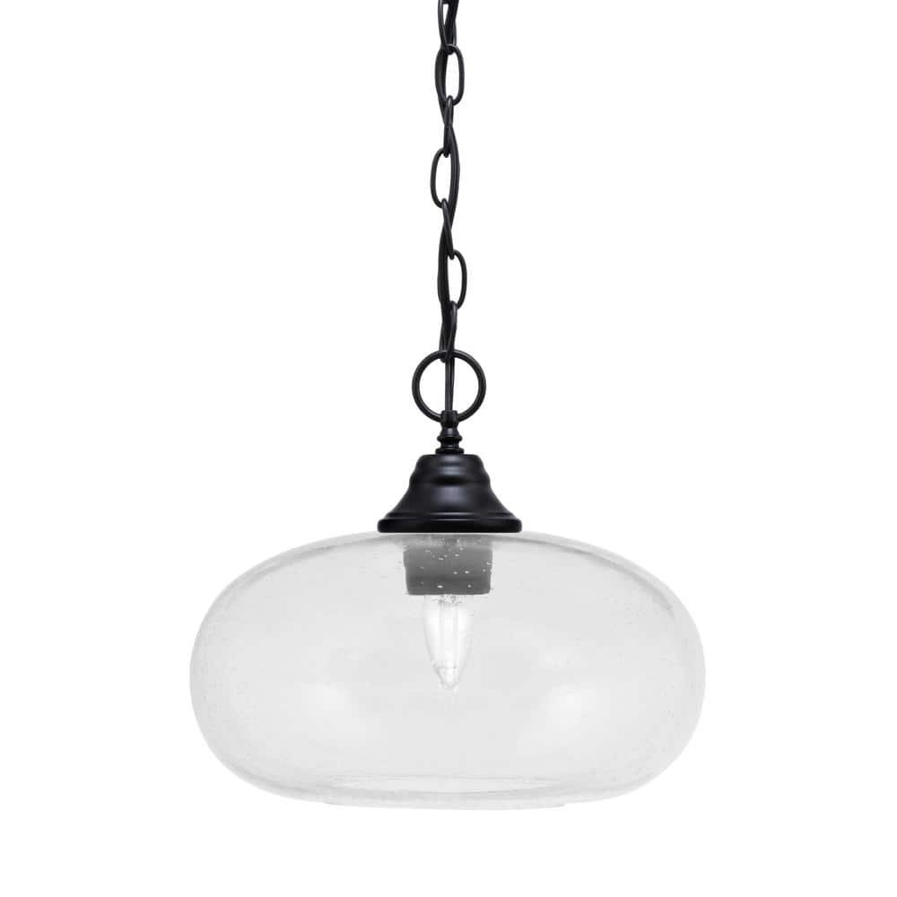 Kingston 100-Watt 1 Light Matte Black Finish Shaded Pendant Light with 13 i