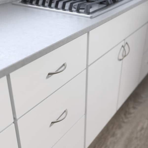 10-Pack Tapered Bow 3-3/4 in. (96 mm) Modern Satin Nickel Cabinet Drawer Pulls