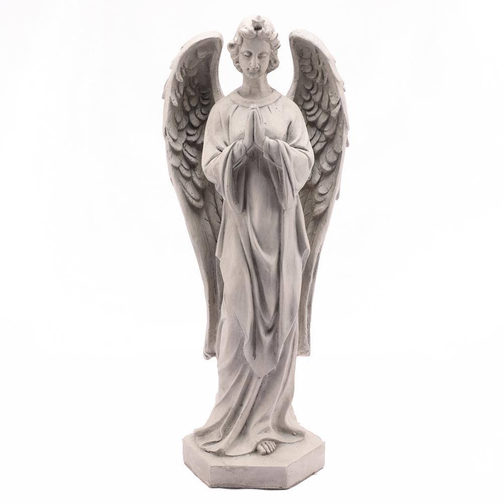 LuxenHome Gray MgO 27 in. H Prayer Angel Garden Statue WHST1561 - The ...