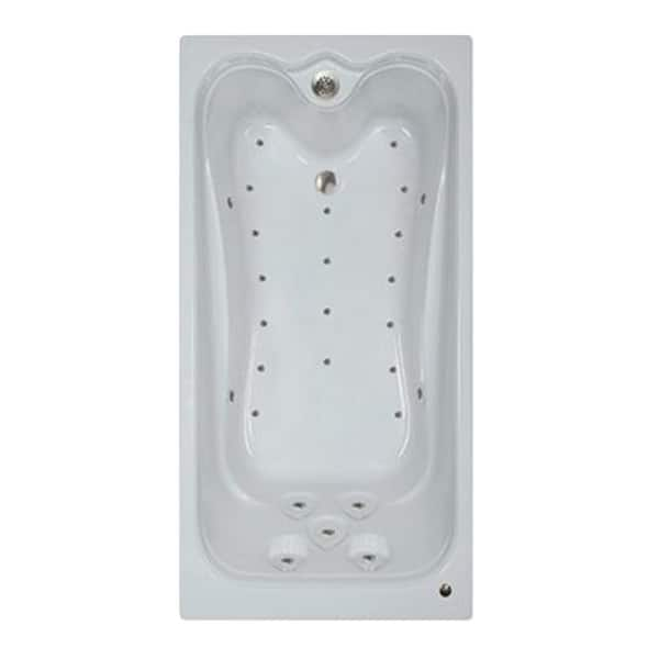 Comfortflo 60 in. Acrylic Rectangular Drop-in Air Bathtub in White