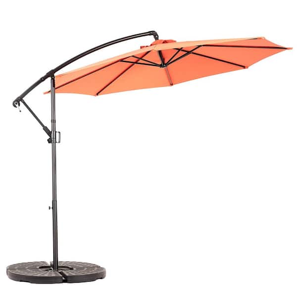 10 ft. Metal Cantilever Patio Umbrella with Tilt Adjustment in Orange for Backyard, Poolside
