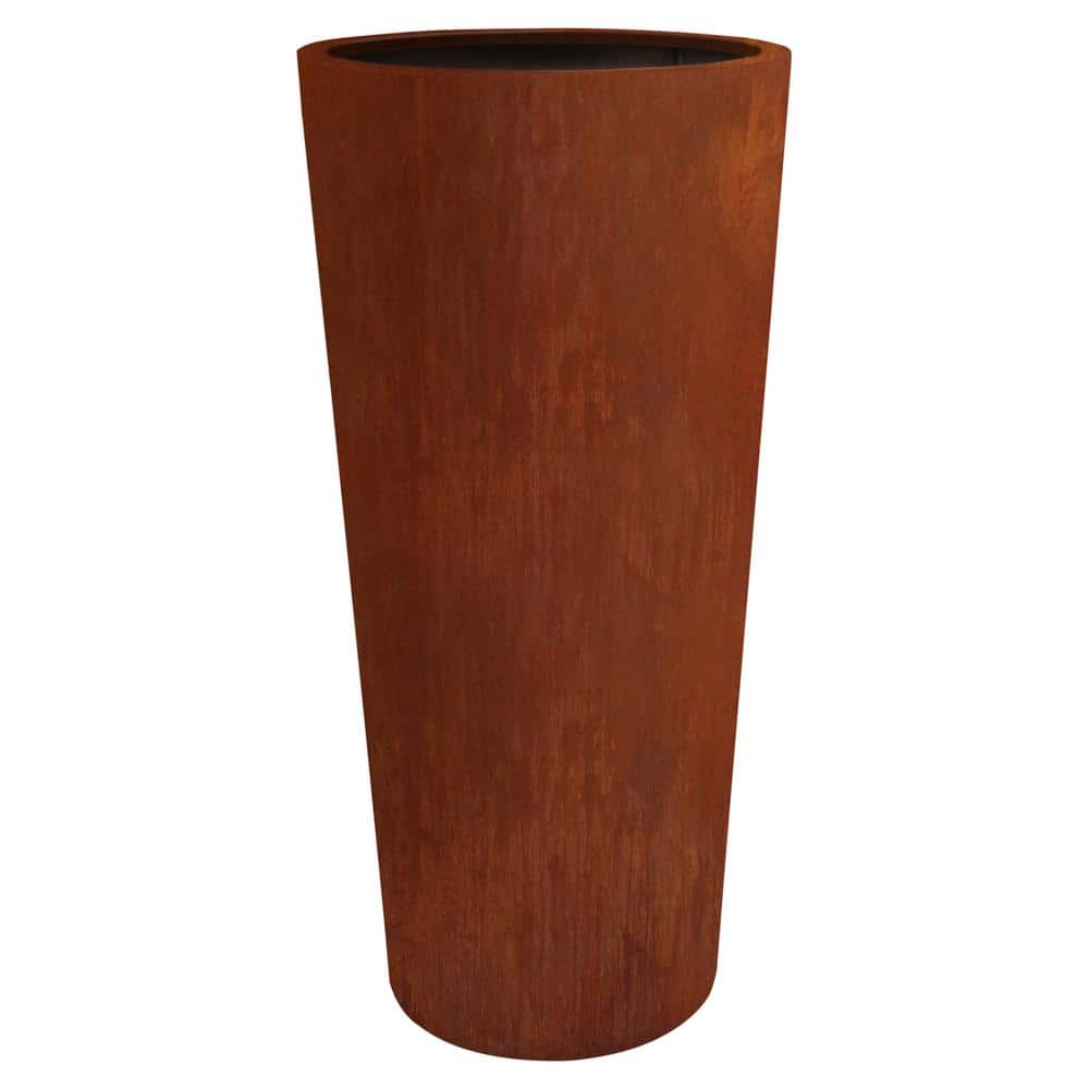 Contempo 13 in. x 28 in. Corten Steel Round Planter