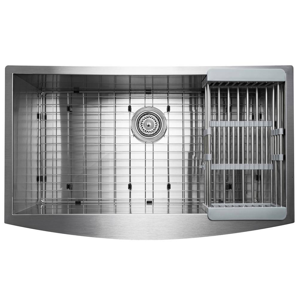 33-Inch Brushed Stainless Steel Farmhouse Kitchen Sink with Pull Down Faucet