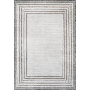 Anya Machine Washable Grey Doormat 3 ft. x 5 ft. Solid Area Rug