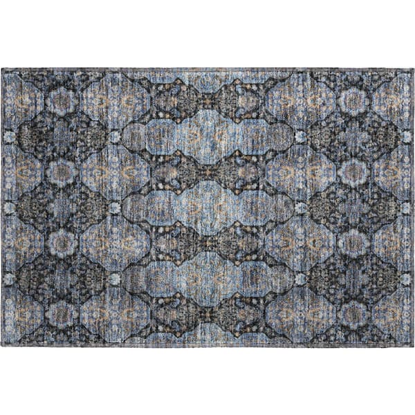 Mayfield Premium Machine Washable Abstract AMF2483 Black 2 ft. x 3 ft. Accent Rug