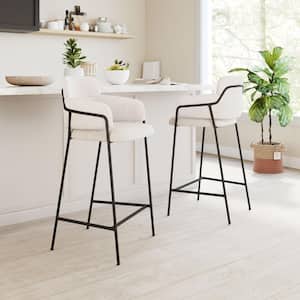 Marcel 29.9 in. Solid Back Plywood Frame Barstool with 100% Polyester Seat - (Set of 2)