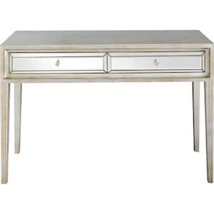 Delaney 48 in. Silver Rectangle Mirrored Glass Console Table with Drawers