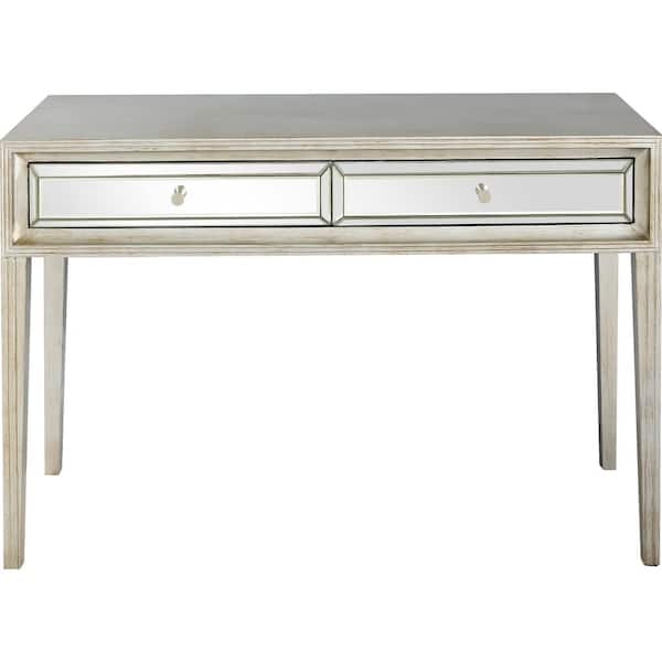 Camden Isle Delaney 48 in. Silver Rectangle Mirrored Glass Console Table with Drawers