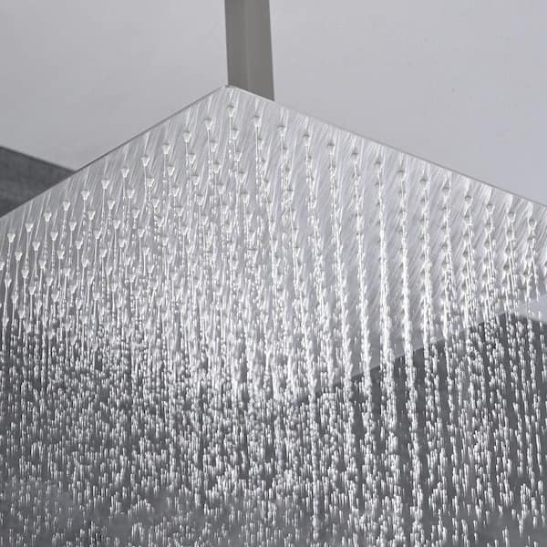 1-Spray Patterns 16 in. Ceiling Mount Dual Fixed and Handheld Shower Head with Bathtub Faucet 2.5 GPM in Brushed Nickel