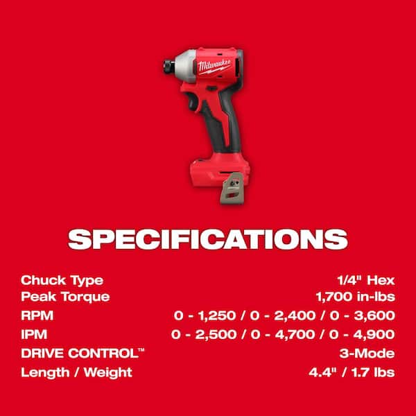 Milwaukee - M18 18-Volt Lithium-Ion Brushless Cordless Compact Hammer Drill/Impact Combo Kit (2-Tool) with (2) Batteries, Bag