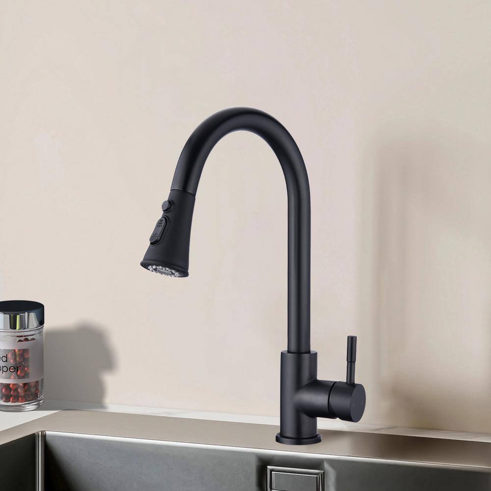 Matte Black Stainless Steel Pull Down Kitchen Faucet