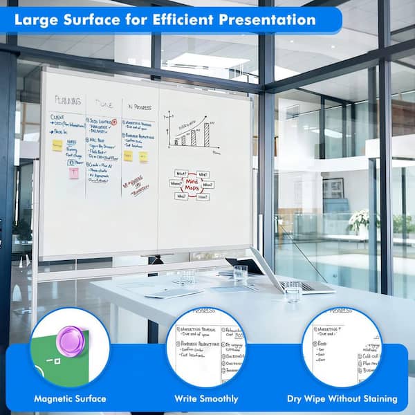 maxtek 60x48 Double Sided Rolling Bulletin Boards Whiteboard Panel