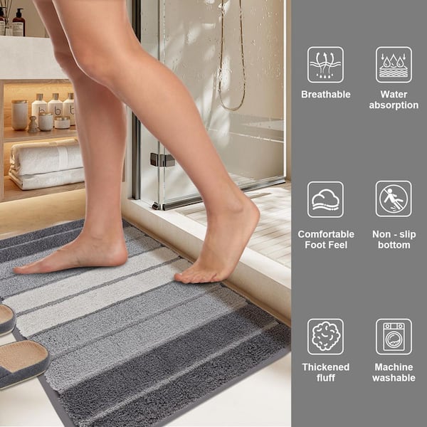 Jeedeson 19.69 in. x 31.5 in. Flocked Bath Rug Mat, Non Slip, Soft