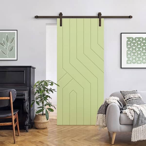 CALHOME 24 in. x 80 in. Sage Green Painted Composite MDF Paneled