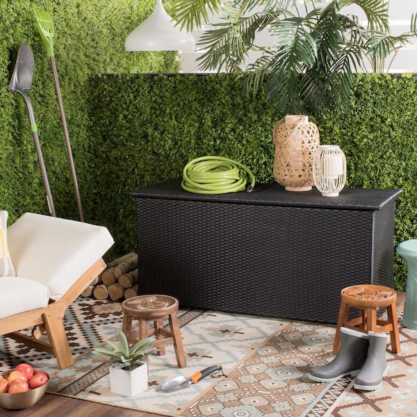 Cosima 53 in. Black Wood Outdoor Storage Box