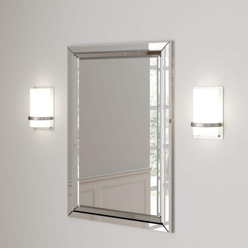 Brushed Nickel Cylinder Wall Sconce with Etched Glass Shade