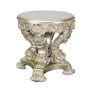 Sorina 28 in. Antique Gold Finish Round Wood End Table