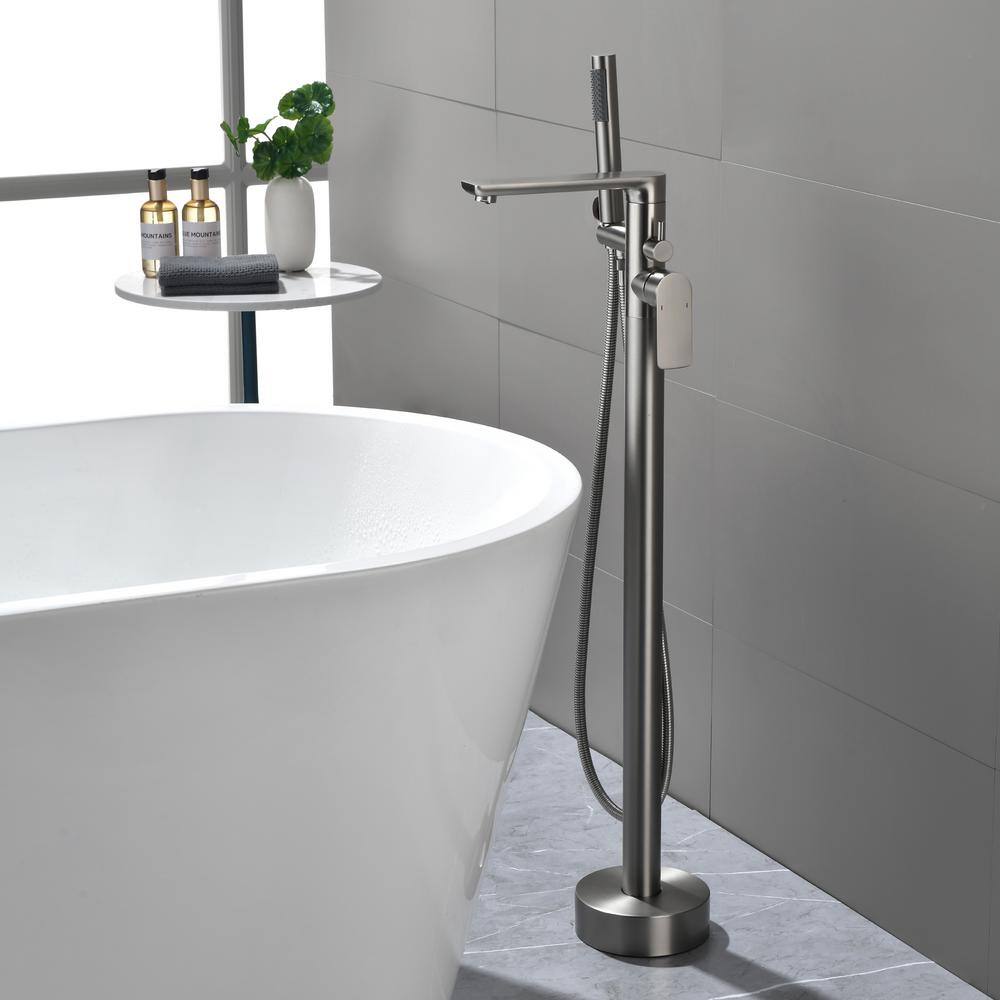 Brushed Nickel Single-Handle Floor Mount Tub Faucet
