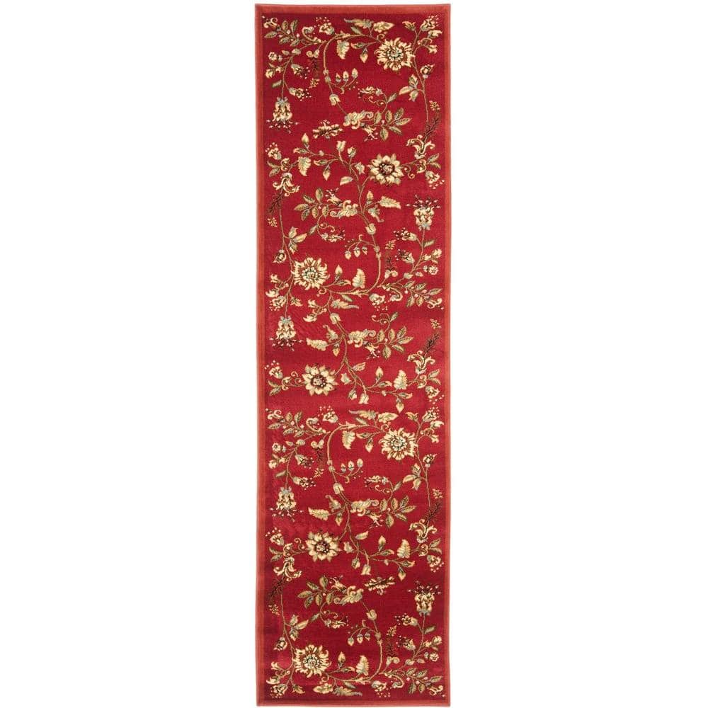 SAFAVIEH Lyndhurst Red/Multi 2 ft. x 12 ft. Border Floral Runner Rug Safavieh's Lyndhurst collection offers the beauty and painstaking detail of traditional Persian and European styles with the ease of polypropylene. With a symphony of floral, vines and latticework detailing, these beautiful rugs bring warmth and life to the room of your choice. This is a great addition to your home whether in the country side or busy city. Color: Red/Multi.