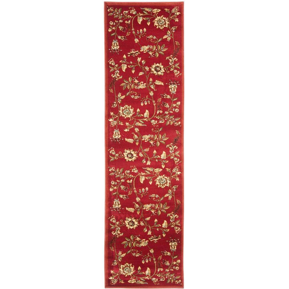 SAFAVIEH Lyndhurst Red/Multi 2 ft. x 16 ft. Border Runner Rug Safavieh's Lyndhurst collection offers the beauty and painstaking detail of traditional Persian and European styles with the ease of polypropylene. With a symphony of floral, vines and latticework detailing, these beautiful rugs bring warmth and life to the room of your choice. This is a great addition to your home whether in the country side or busy city. Color: Red/Multi.