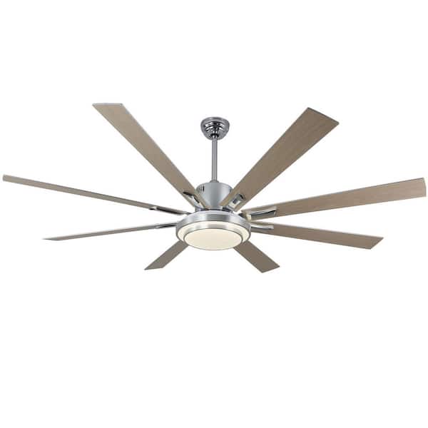Areo72 in. Indoor Modern Chrome Large Ceiling Fan with LED Light and Remote,Reversible 6-Speed Fan Light for Living Room