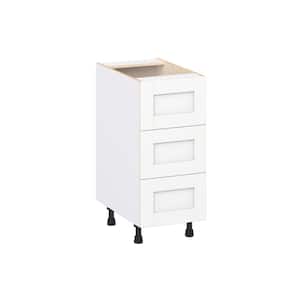 Milton 15 in. W x 24 in. D x 34.5 in. H Assembled Shaker Drawer Base Kitchen Cabinet in Bright White with 3 Drawers