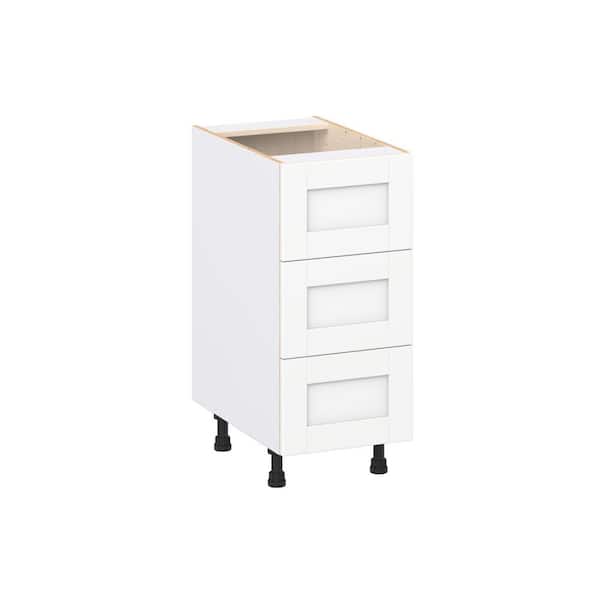 Milton 15 in. W x 24 in. D x 34.5 in. H Assembled Shaker Drawer Base Kitchen Cabinet in Bright White with 3 Drawers