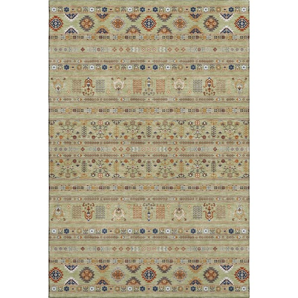 Mayfield Premium Machine Washable Abstract AMF2244 Aloe 10 ft. x 14 ft. Area Rug