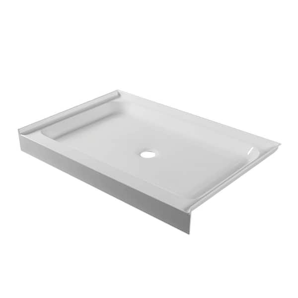 FINE FIXTURES 36 in. L x 48 in. W Alcove Threshold Shower Pan Base with center drain in white