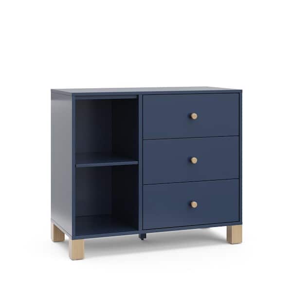 Storkcraft California Midnight Blue with Driftwood 37.87 in. Wide 3-Drawer Combo Dresser