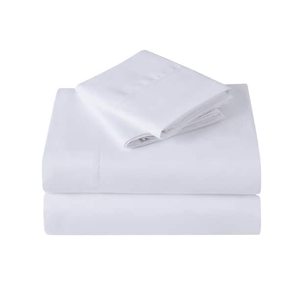 Kathy Ireland Microfiber 4-Piece White Solid Queen Sheet Set