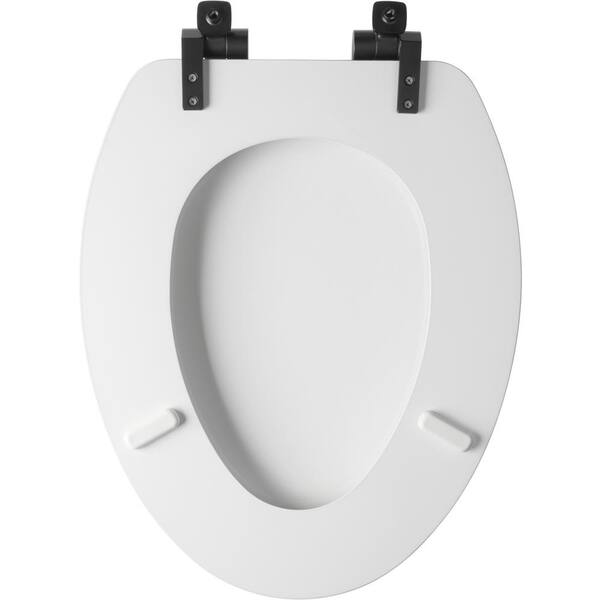 Round Soft Toilet Seat Standard Size Adjustable Plastic Hinges Nut Bolt Black 