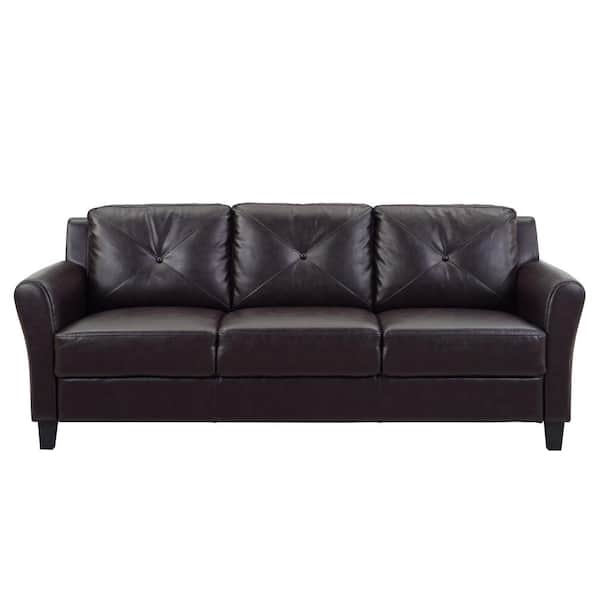 3 Seater English Rolled Arm Sofa, Leather Or Microfiber Sofa