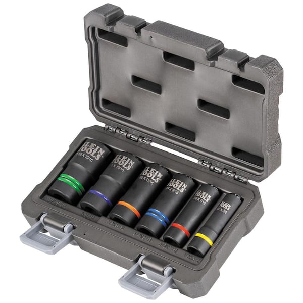 Klein Tools 2-in-1 Slotted Impact Socket Set, 12-Point, 6-Piece