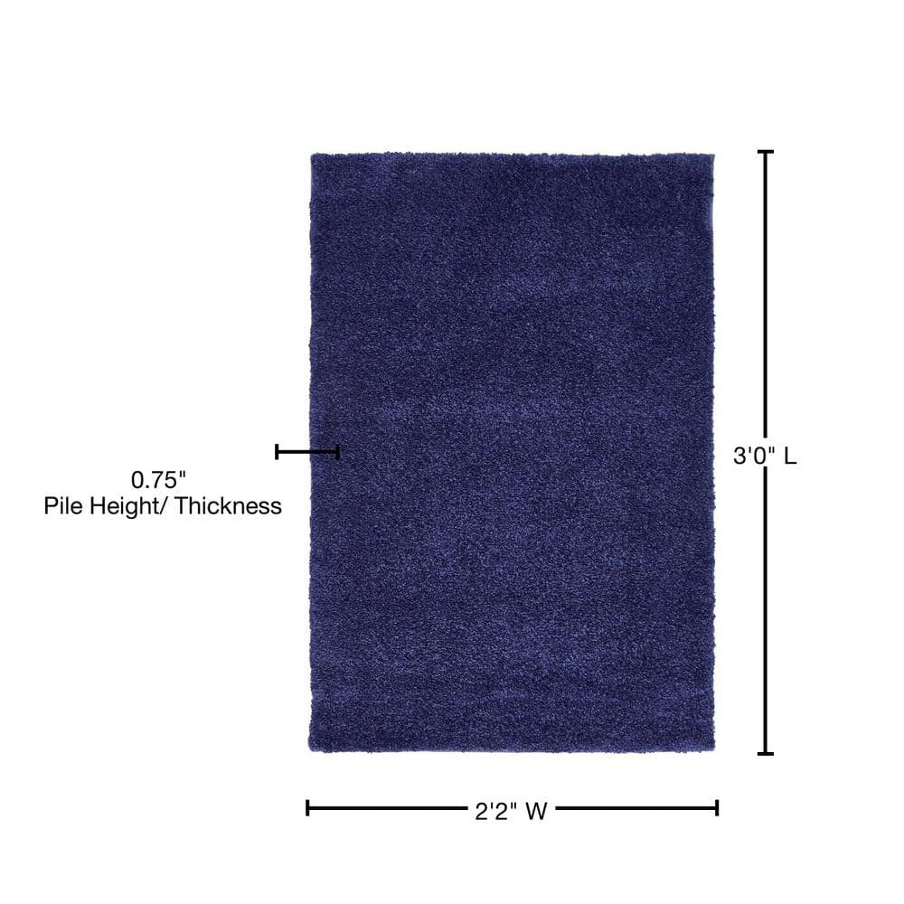 Navy Blue Rectangular Stain-Resistant Synthetic Area Rug