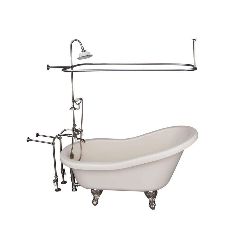 Barclay Products 5 ft. Acrylic Ball and Claw Feet Slipper Tub in Bisque with Brushed Nickel Accessories -  TKADTS60-BBN3
