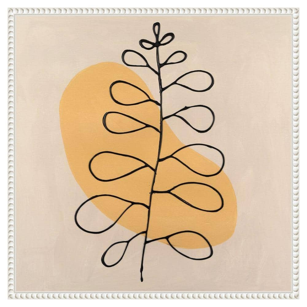 Peace Offering II Yellow and Black Abstract Canvas Art with White Frame