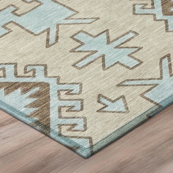 Chantille Machine Washable Indoor/Outdoor Abstract ACN3029 Linen 8 ft. x 10 ft. Area Rug